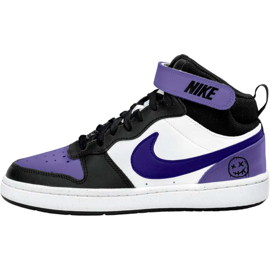 Nike Nike Court Borough 2 Mid top Kids' Skateboarding Shoes Black White Purple Teenagers