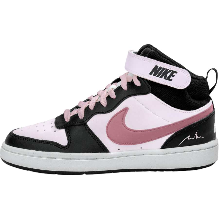 Nike Nike Court Borough 2 Mid top Kids' Skateboarding Shoes Black White Pink Teenagers