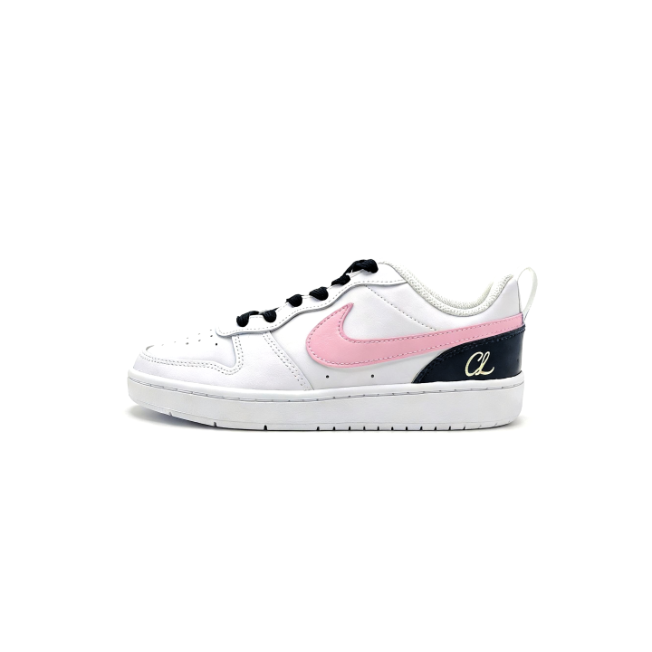 Nike Nike Court Borough Low 2 Leather Slip Resistant Abrasion Resistant Low top Kids' Skateboarding Shoes Pink Black