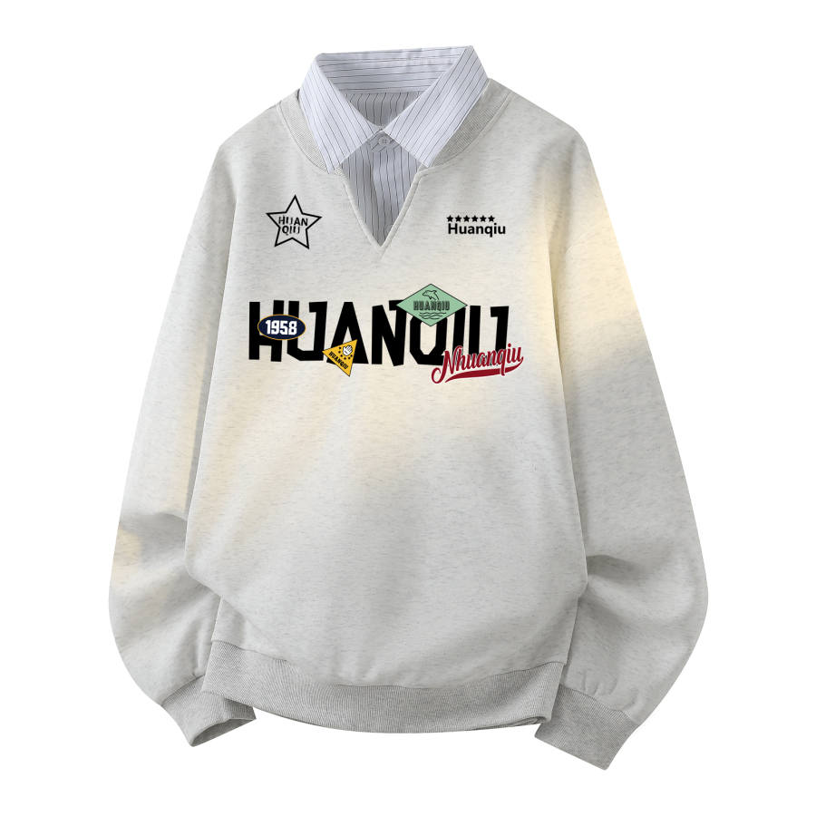 HUANQIU Polo Shirts Unisex Polo Collar Moderate Mock Two Piece