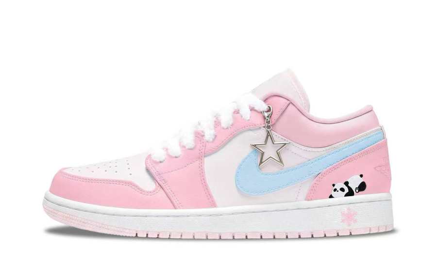 Jordan Jordan Air Jordan 1 Soft And Cute Panda Rebound Low top Children's Basketball Shoes Pink Blue Unisex