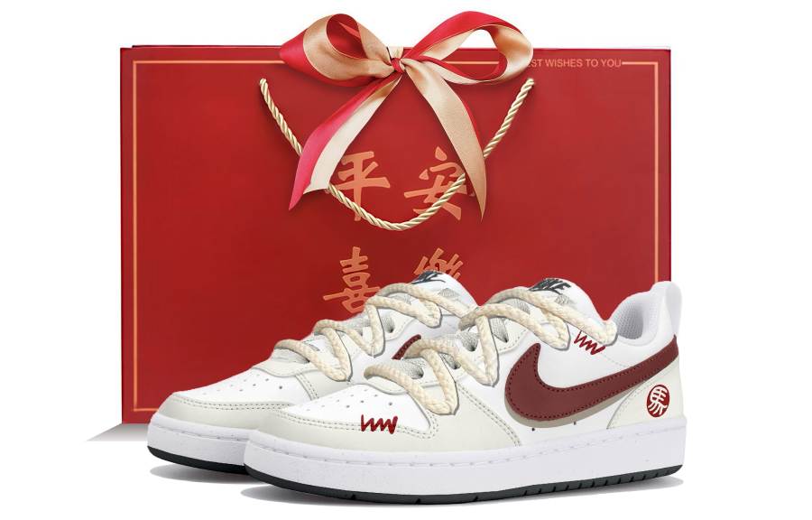Nike Nike Court Borough Low top Kids' Skateboarding Shoes Gray Red Teenagers