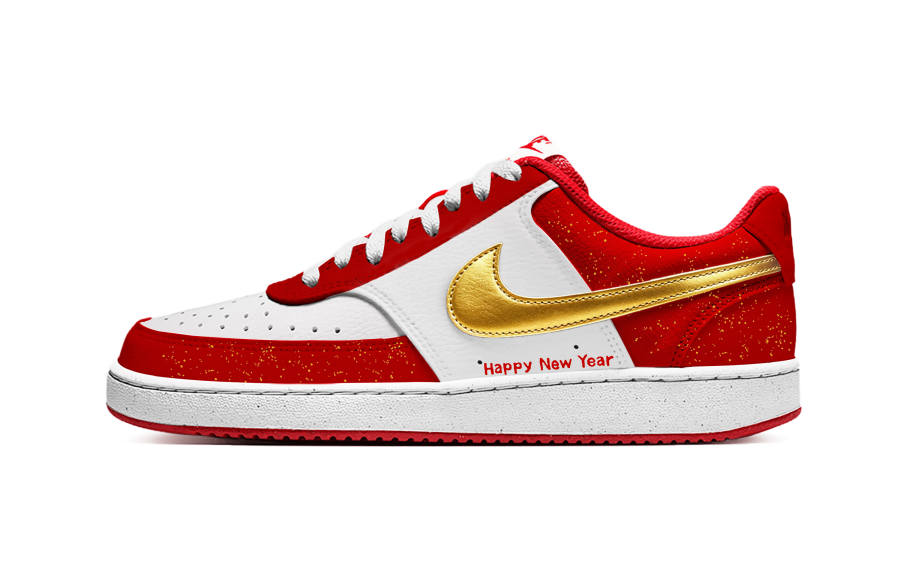 Nike Nike Court Vision Ride Into The New Year Synthetic Leather Abrasion Resistant Low top Skateboard Shoes Men's Red
