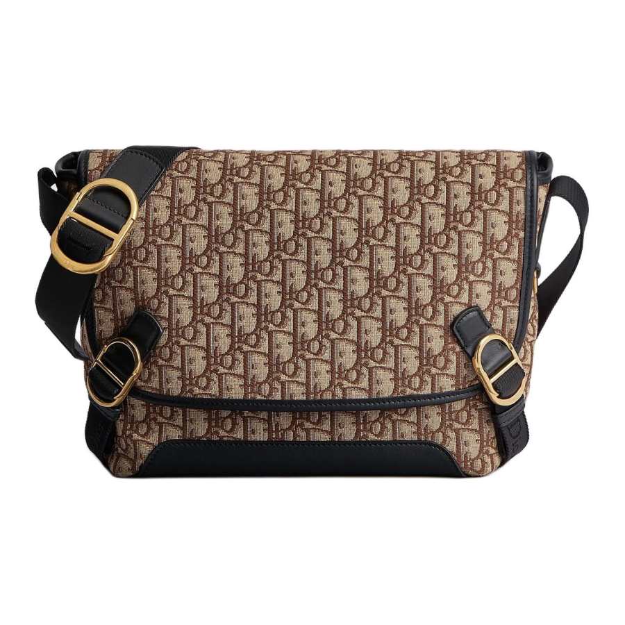 DIOR Technical Fabric With Cotton With Cow Leather Messenger Bag, Crossbody Bag, Shoulder Bag Small Men's Brown