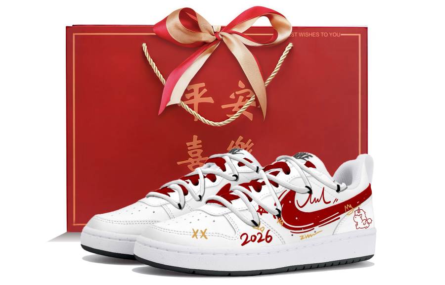 Nike Nike Court Borough Low top Kids' Skateboarding Shoes White Red Teenagers