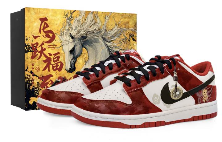 Nike Nike Dunk Low top Skateboard Shoes Unisex Red Gold