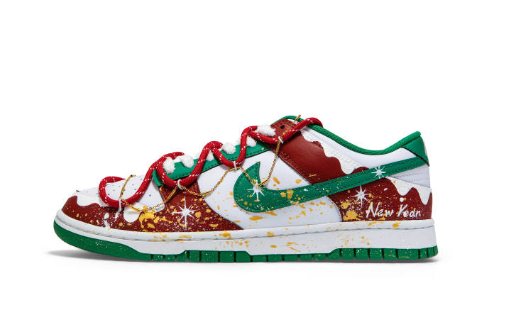 Nike Nike Dunk Abrasion Resistant Breathable Low top Skateboard Shoes Women's Red Green