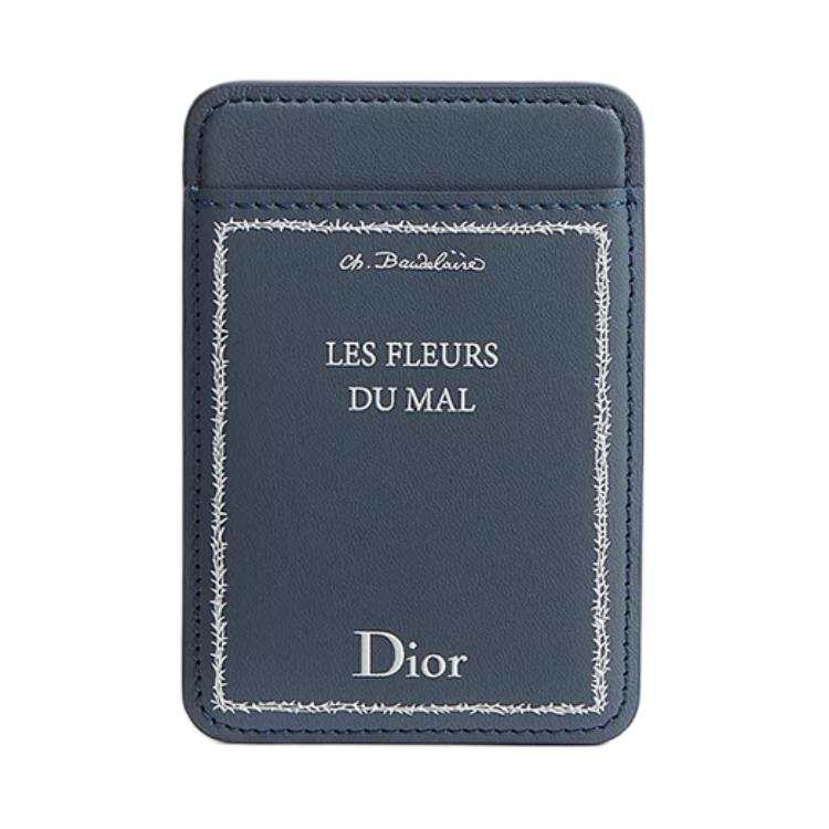 DIOR Cow Leather Card Holder Women's Blue
