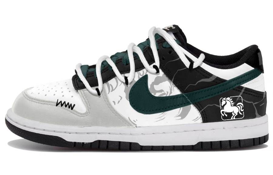 Nike Nike Dunk Low top Skateboard Shoes Black White Gray Teenagers