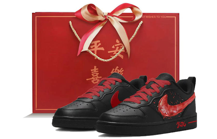 Nike Nike Court Borough Low top Skateboard Shoes Black Red Teenagers