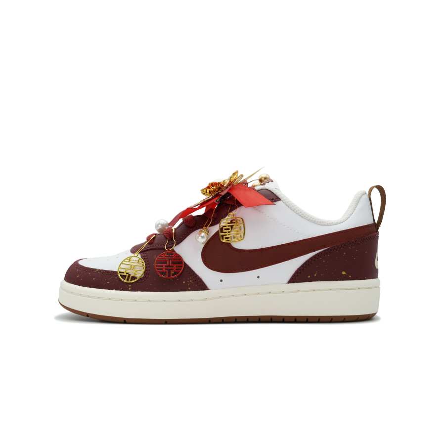 Nike Nike Court Borough Slip Resistant Abrasion Resistant Low top Skateboard Shoes Burgundy Teenagers