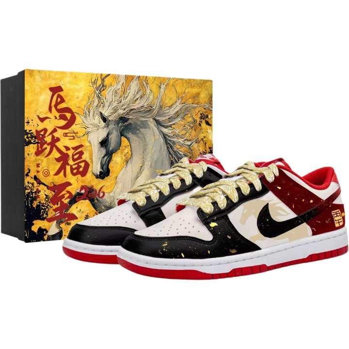 Nike Nike Dunk Low top Skateboard Shoes Unisex Red Gold