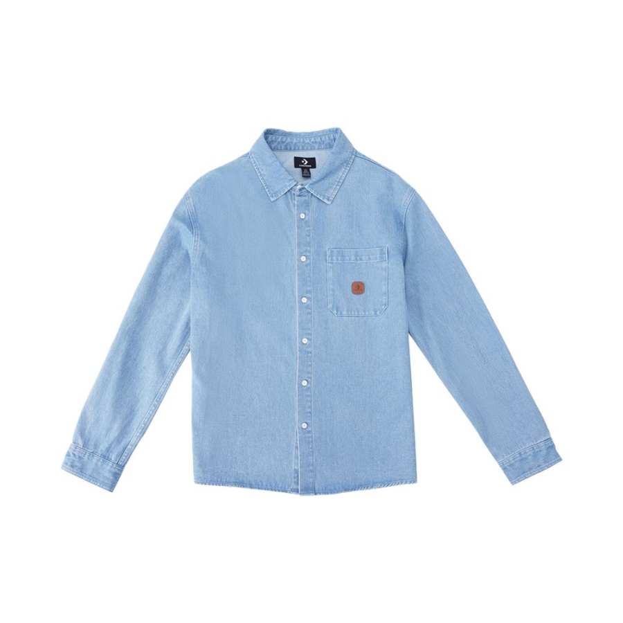 Converse Converse Shirts Unisex Light Blue Lapel Moderate