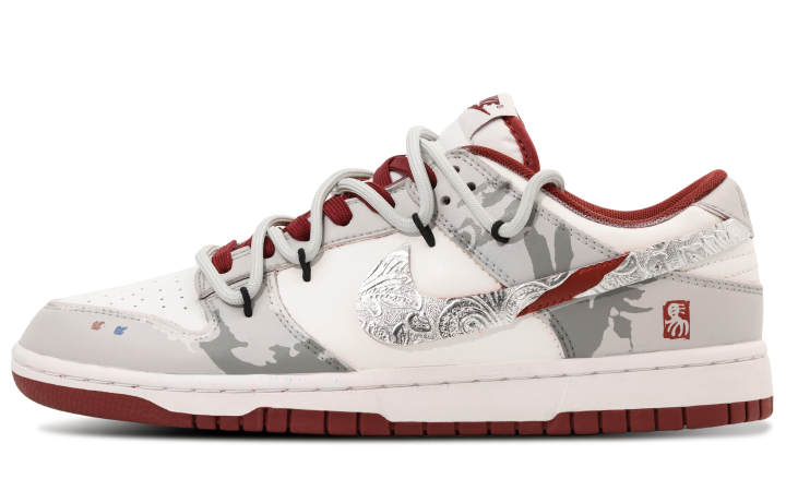 Nike Nike Dunk 'Fu' Horse Greeting Card For The New Year Low top Skateboard Shoes Men's Gray White Red