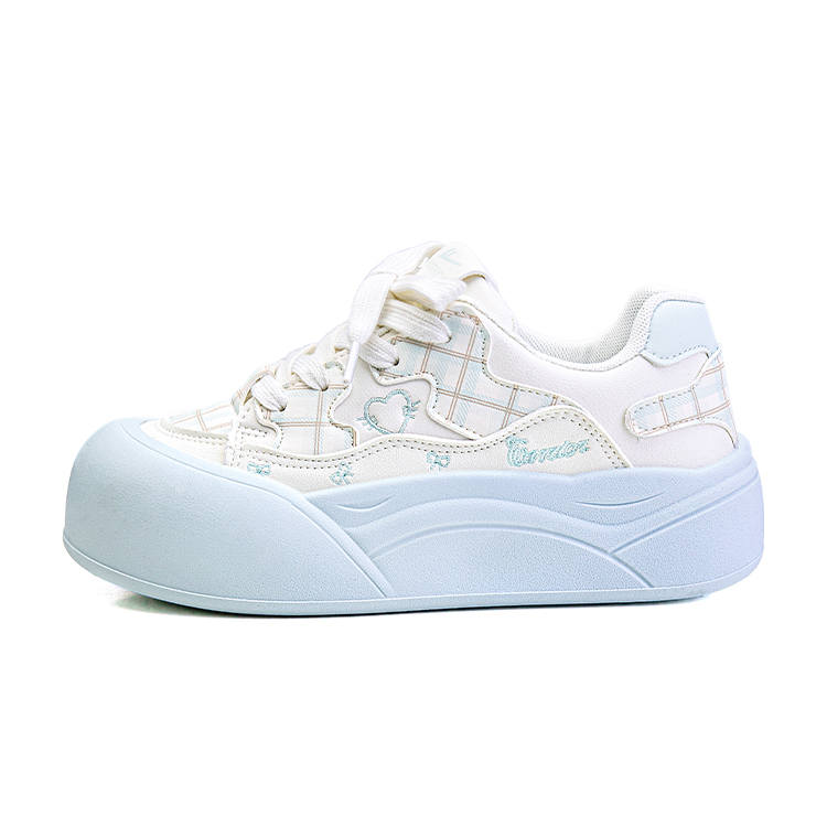 WARRIOR Coverage Height Increasing Abrasion Resistant Lightweight Low top Skateboard Shoes Women's Beige Moon Blue