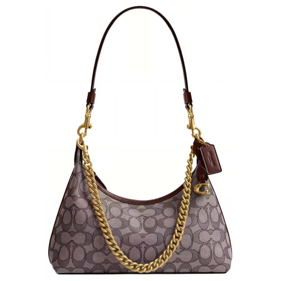 COACH Juliet Signature Jacquard Shoulder Bag Medium Women's Oak Maple
