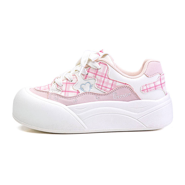 WARRIOR Coverage Height Increasing Abrasion Resistant Lightweight Low top Skateboard Shoes Women's Beige Pink