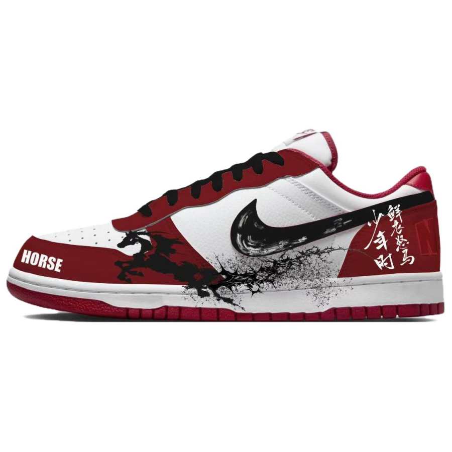 Nike Nike Big Fresh And Bold, Flower Branch Display Custom Low top Skateboard Shoes Unisex White Red Black