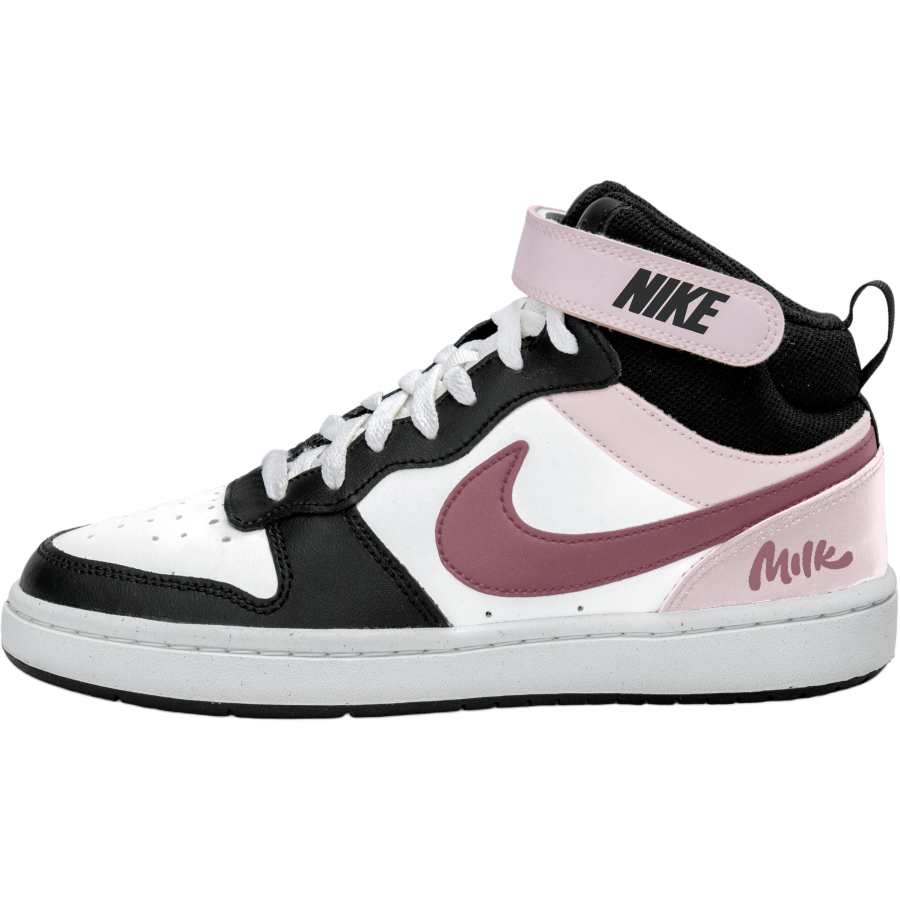 Nike Nike Court Borough 2 Mid top Kids' Skateboarding Shoes Black White Pink Teenagers