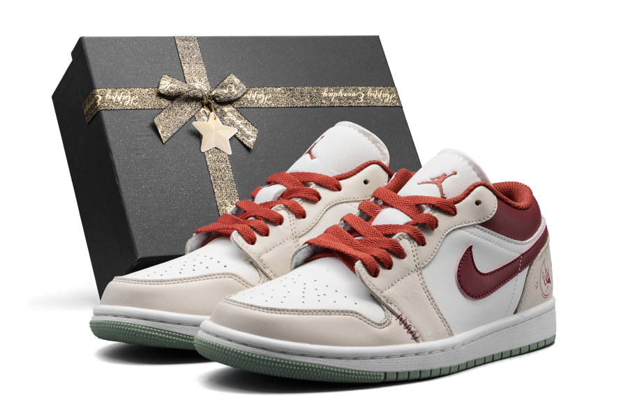 Jordan Jordan Air Jordan 1 Stunning Fashion Trend Low top Children's Basketball Shoes Red Teenagers