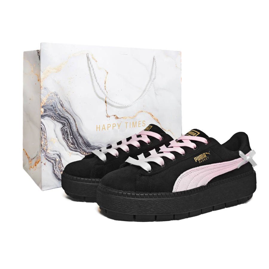 PUMA Platform Trace Abrasion Resistant Low top Skateboard Shoes Women's Black Pink