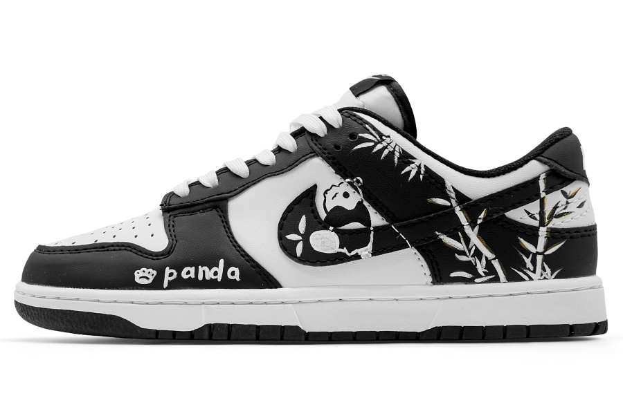 Nike Nike Dunk Bamboo Grove Panda Cushioning Lightweight Slip Resistant Low top Skateboard Shoes Unisex Black White