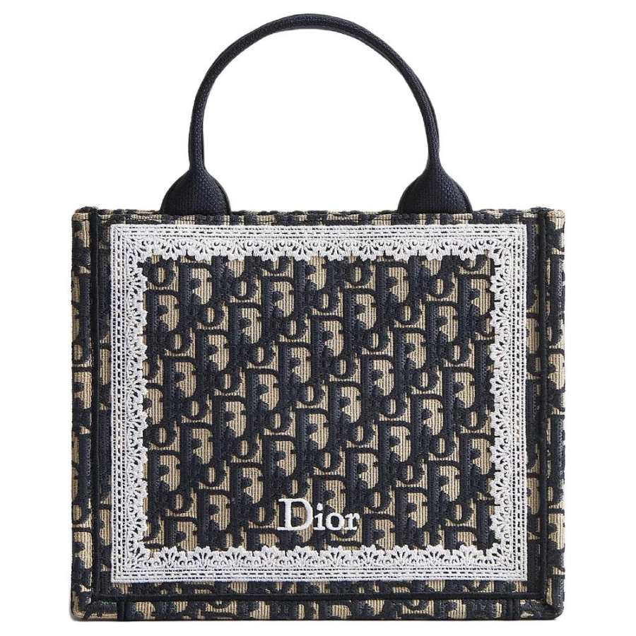 DIOR BookTote Cotton Tote Bag, Shopping Bag, Handbag Small Women's Blue