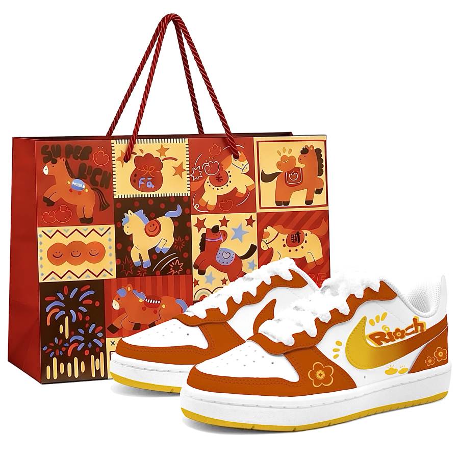 Nike Nike Court Borough Rich Overnight Small Flower, Made By Jiabei Leather Low top Kids' Skateboarding Shoes Orange Unisex