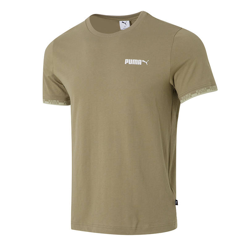 PUMA T Shirts Men's Light Umber Crew Neck Moderate
