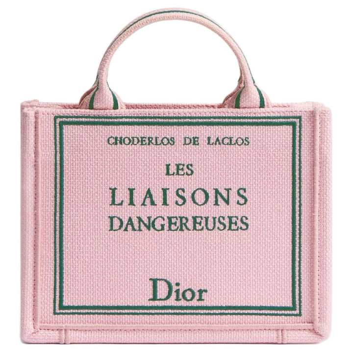DIOR DIOR BookTote Cotton One Shoulder Handbag Mini Women's Pink & Green