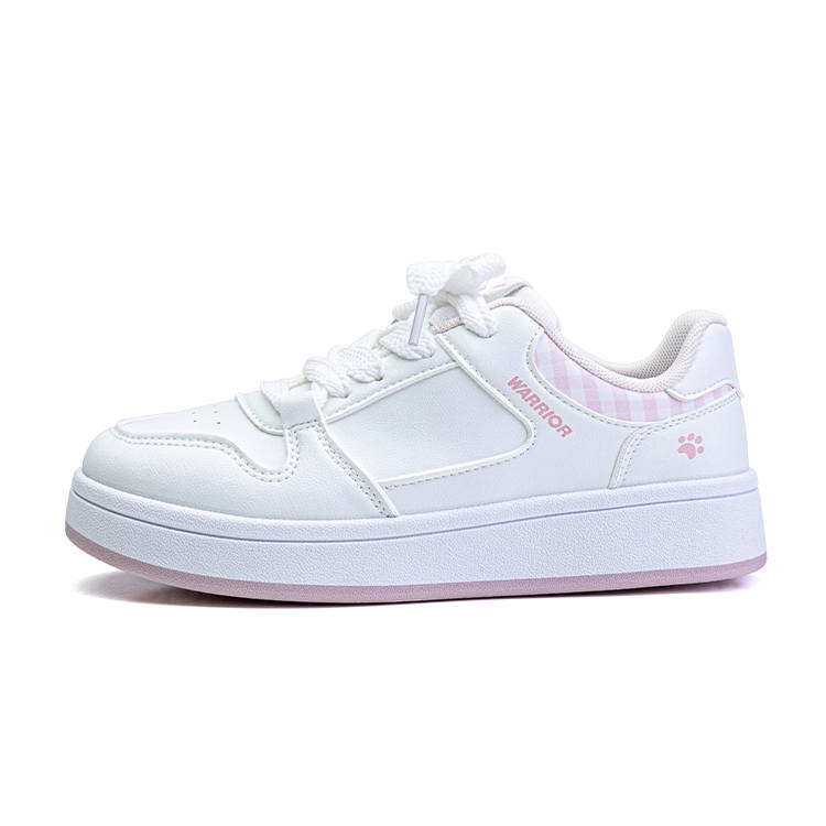 WARRIOR WARRIOR Coverage Height Increasing Abrasion Resistant Lightweight Support Low top Skateboard Shoes Women's White Pink