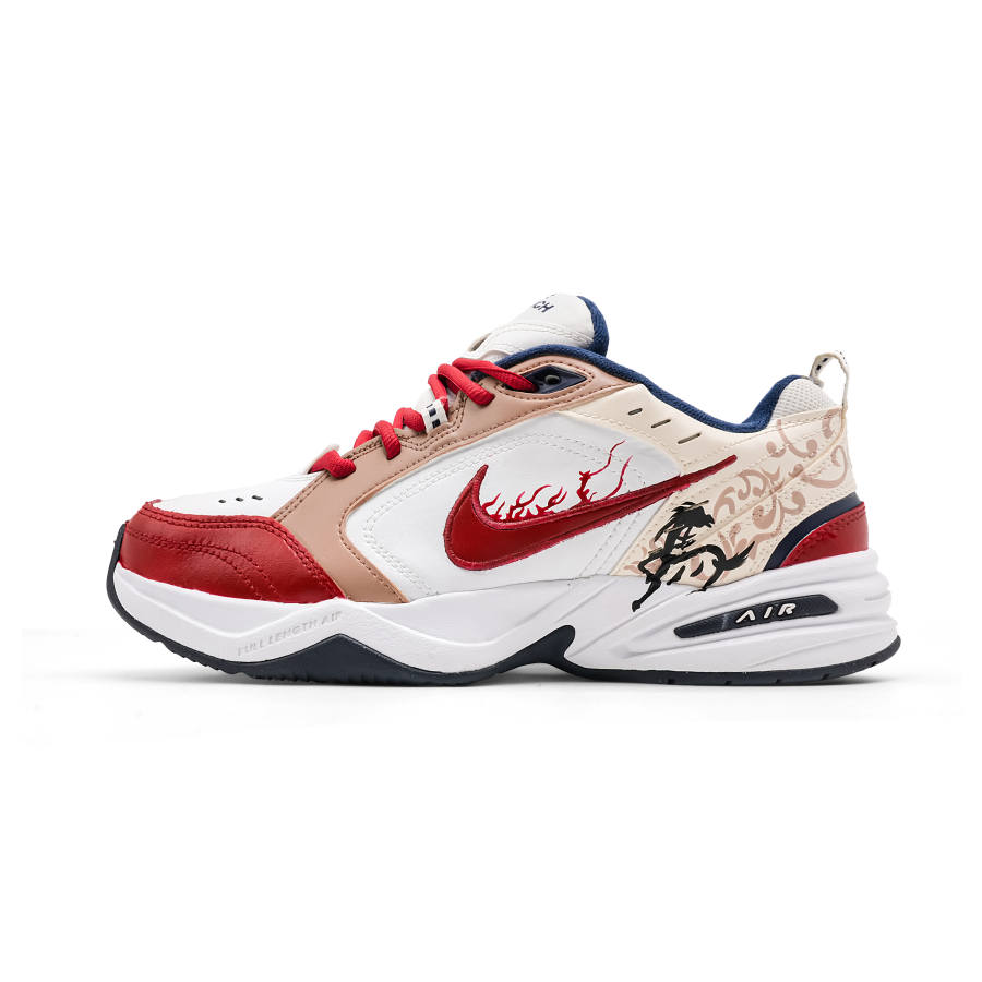 Nike Nike Air Monarch 4 Blessing Horse Welcome Spring Cushioning Abrasion Resistant Low top Chunky Sneakers Unisex White Red