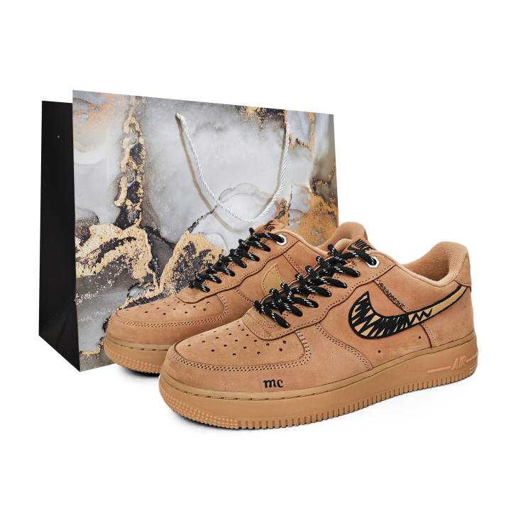 Nike Nike Air Force 1 Abrasion Resistant Low top Skateboard Shoes Unisex Dark Brown