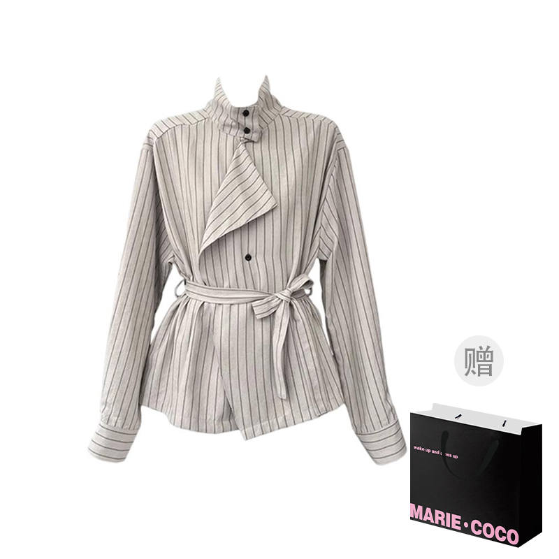 MARIE·COCO Shirts Women's Striped Shirt Lapel Moderate Shirt