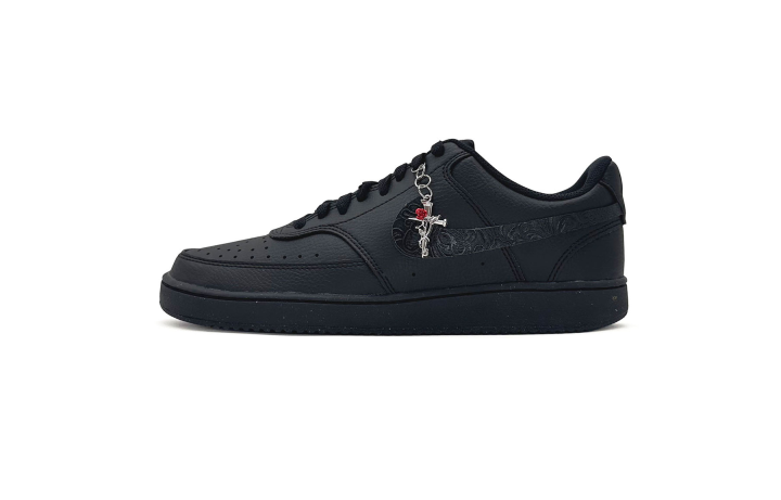 Nike Nike Court Vision Leather Abrasion Resistant Low top Skateboard Shoes Unisex Black White