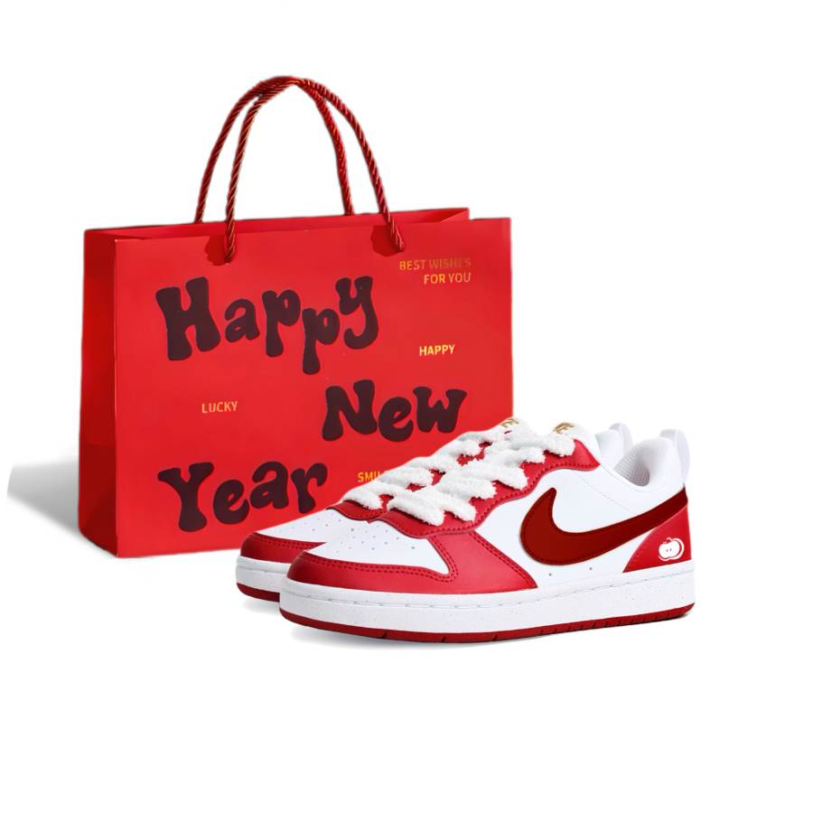 Nike Nike Court Borough RECRAFT Cushioning, Wear Resistant Low top Kids' Skateboarding Shoes Red White Teenagers