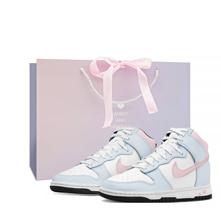 Nike Nike Dunk Thermal Cushioning Abrasion Resistant High top Skateboard Shoes Women's Pink/Blue