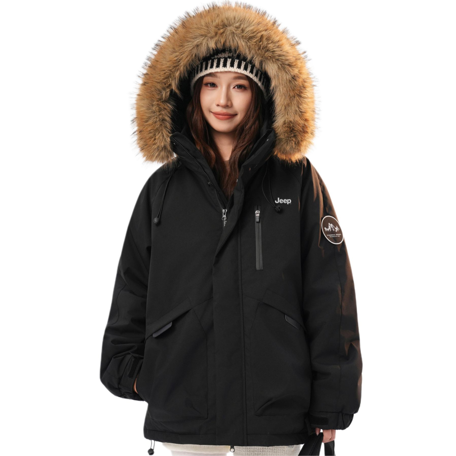 Jeep Jeep Puffer Jackets Unisex Fur Collar Thickened