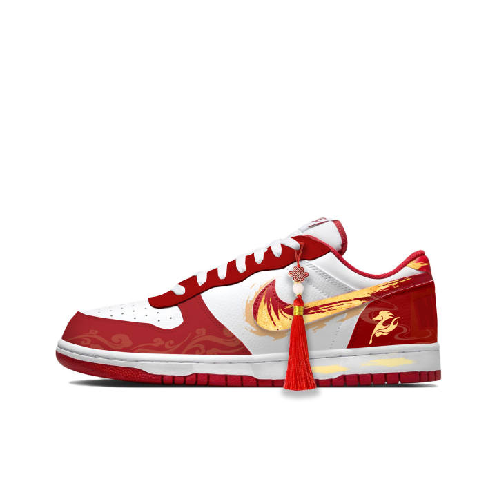 Nike Nike Big Fiery Flame Dragon Horse Skateboard Shoes Men's Red