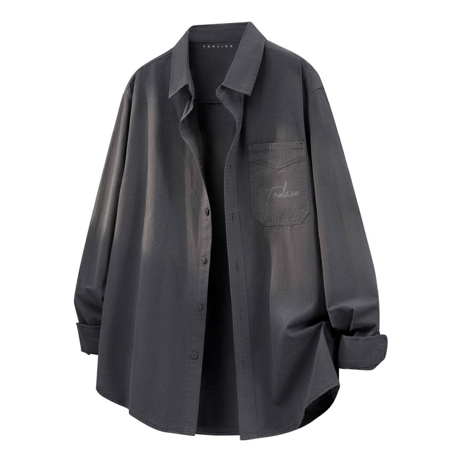 Tonlion Shirts Unisex Lapel Moderate Shirt
