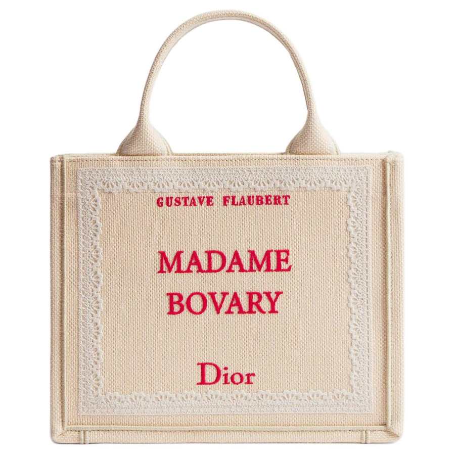 DIOR BookTote Cotton Shoulder Bag, Crossbody Bag, Handbag Small Women's Beige
