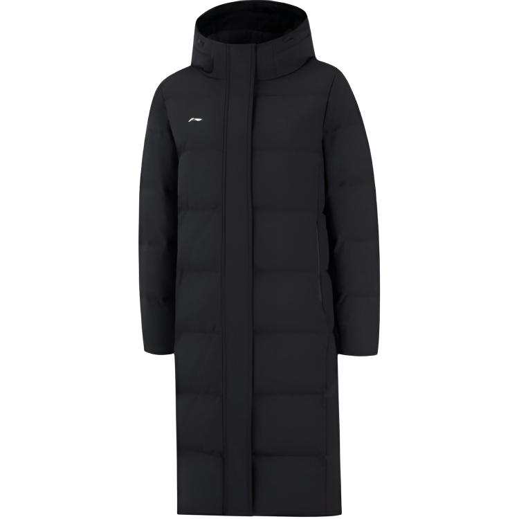 Li-Ning Li Ning Down Jackets Women's Black Hooded Thickened