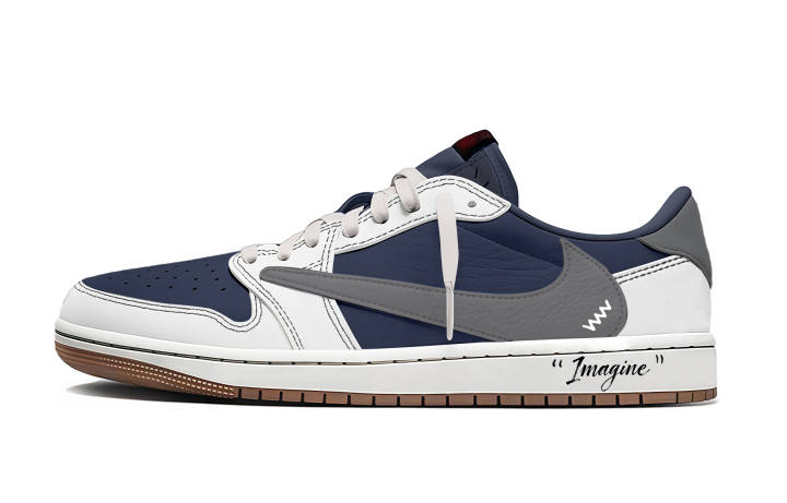 Jordan Travis Scott x Jordan Air Jordan 1 Dark Blue Travis Scott X AJ1 Low Abrasion Resistant Abrasion Resistant Low top
