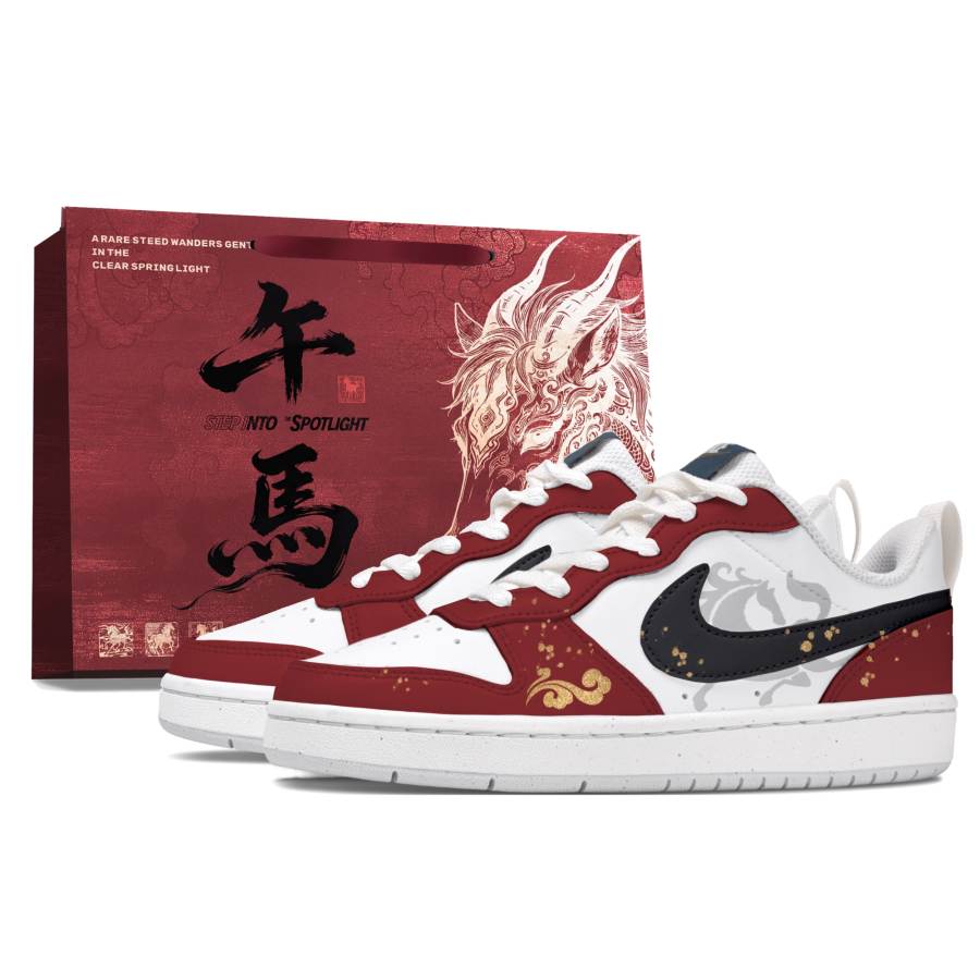 Nike Nike Court Borough Gilded Horse Leather Slip Resistant Cushioning Abrasion Resistant Low top Kids' Skateboarding Shoes