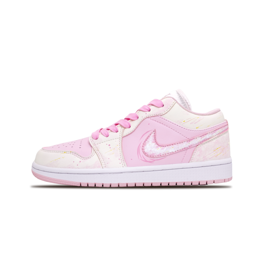 Jordan Jordan Air Jordan 1 Pink Ink Leather Low top Children's Basketball Shoes Pink Teenagers