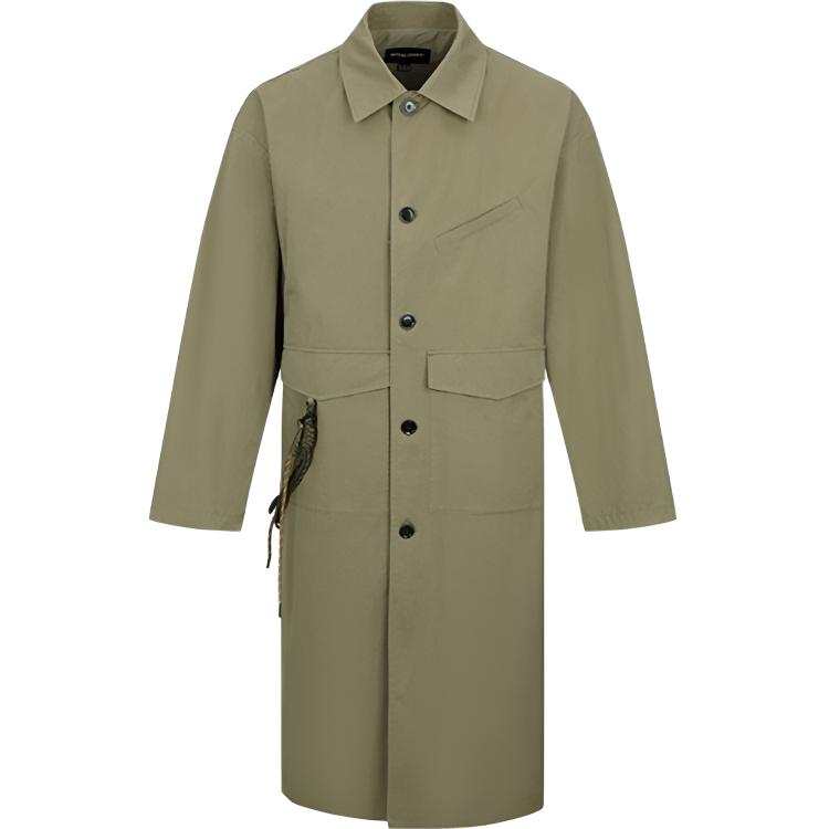 URBAN REVIVO Trench Coats Men's Khaki Lapel Moderate