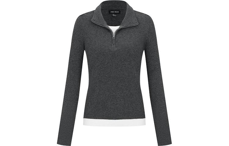 URBAN REVIVO Knitwear Women's Stand Collar Moderate Mock Two Piece