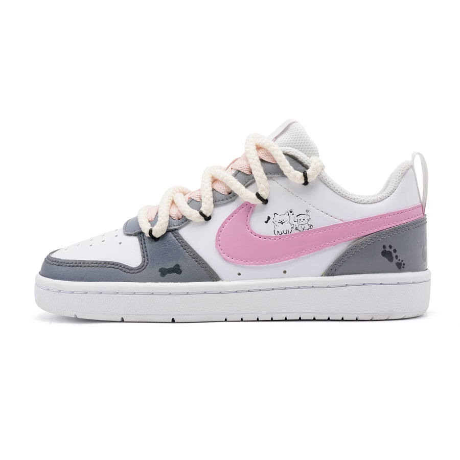 Nike Nike Court Borough Ink Pink Cute Paw Leather Slip Resistant Cushioning Abrasion Resistant Height Increasing