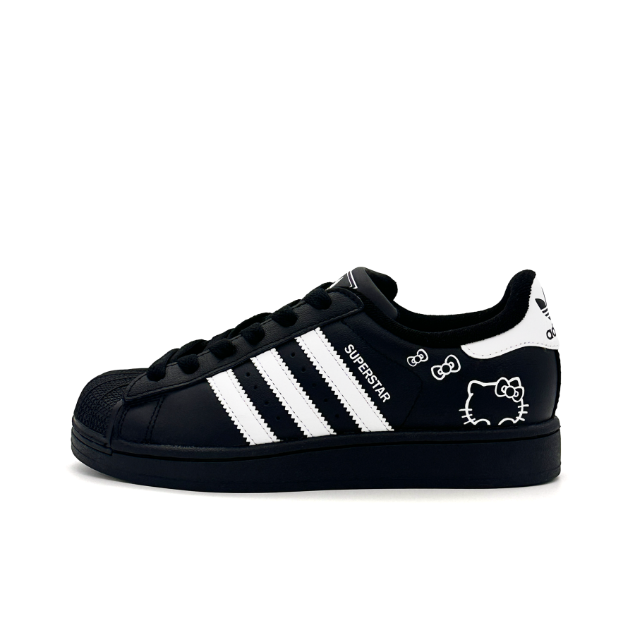 Adidas Originals Superstar 2 Black Panther Kitten Low top Kids' Skateboarding Shoes Black Teenagers