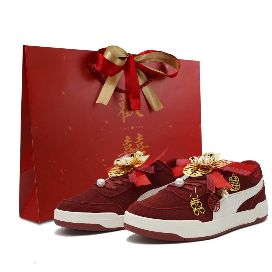 PUMA Caracal Suede Abrasion Resistant Slip Resistant Low top Skateboard Shoes Unisex Red